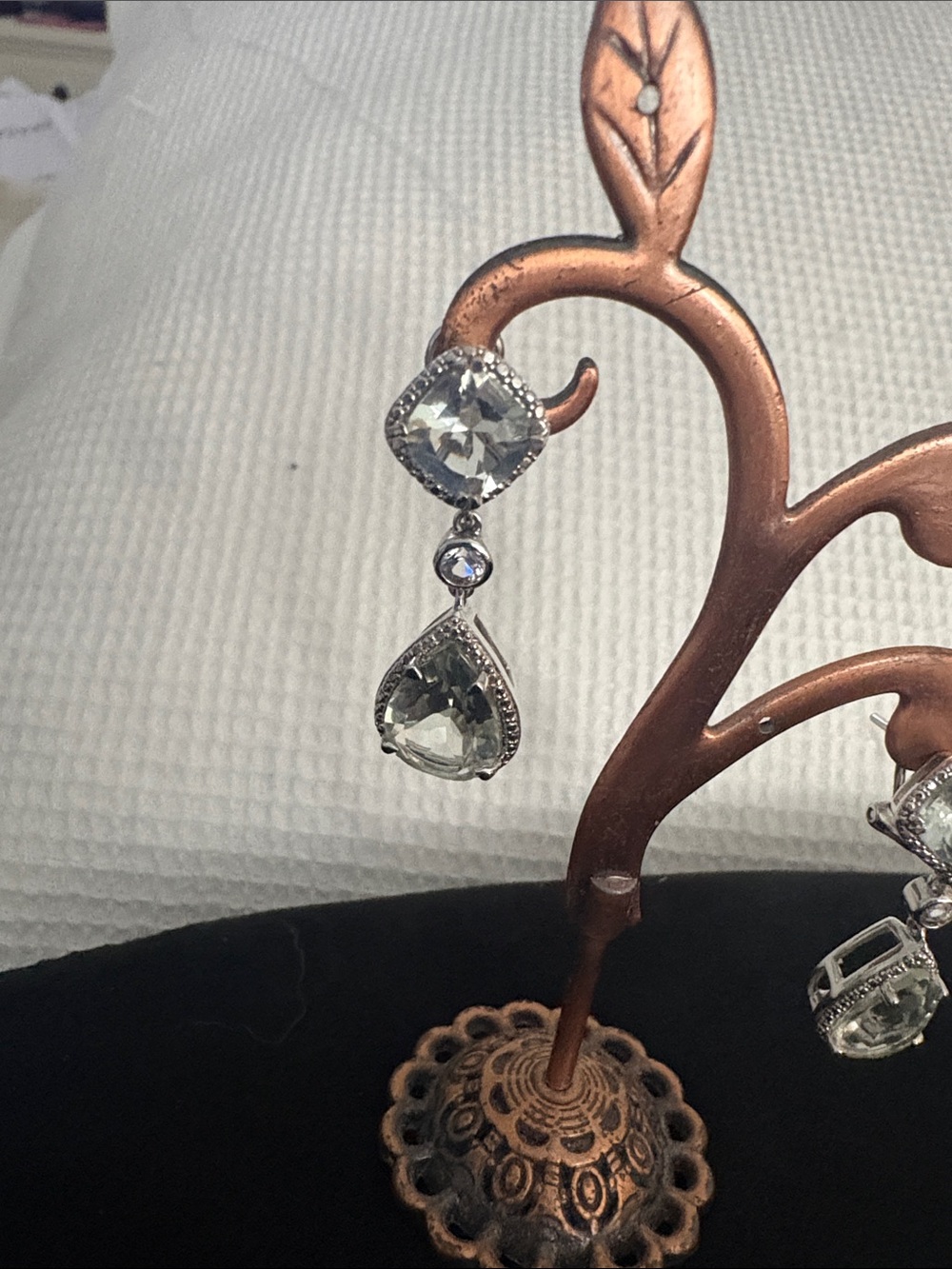 Praisiolite Teardrop Dangle Earrings - Sterling Silver - Picture 4 of 8